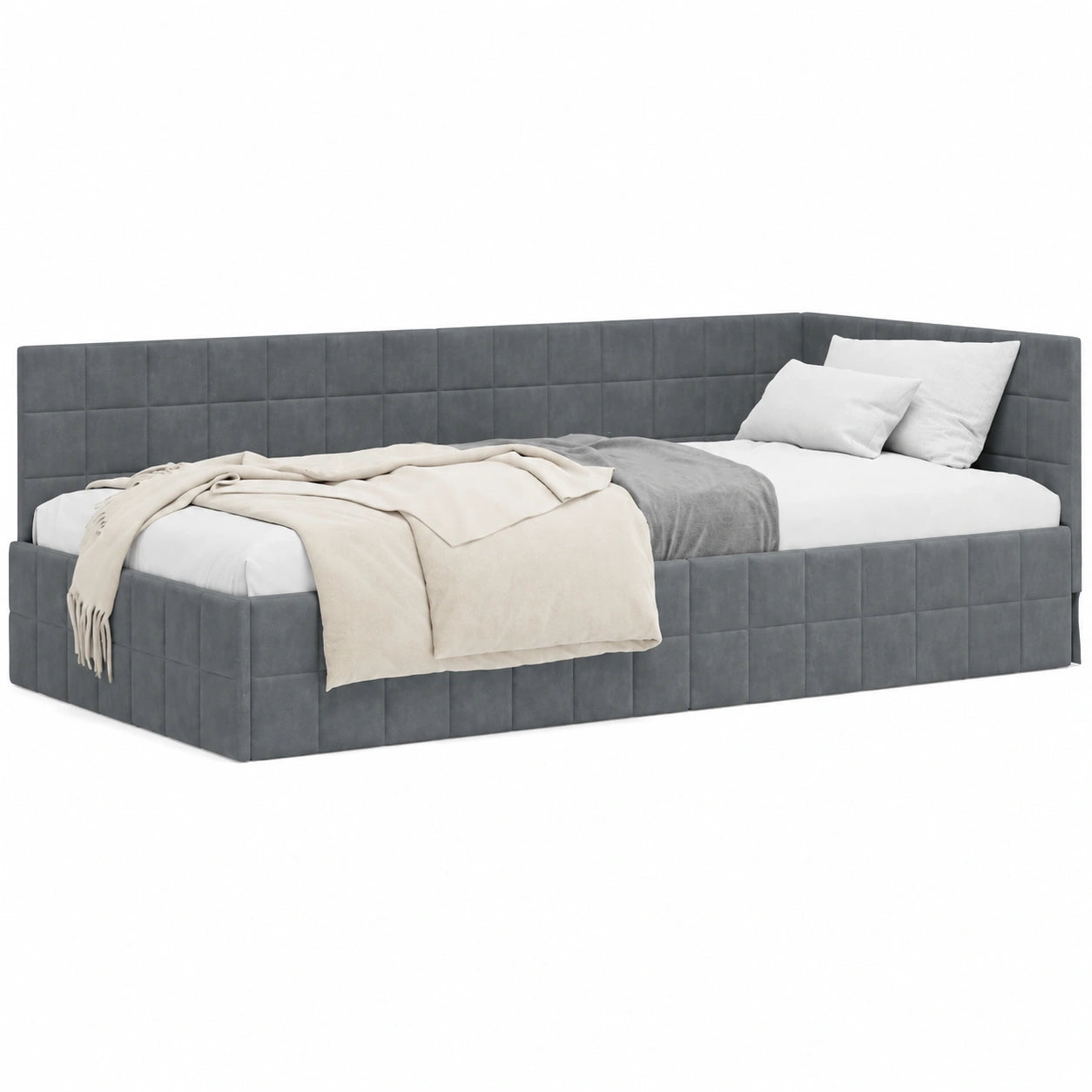 Kopfteil – 90 cm, moderner Stil, aus Samt, Dunkelgrau, für Schlafzimmer