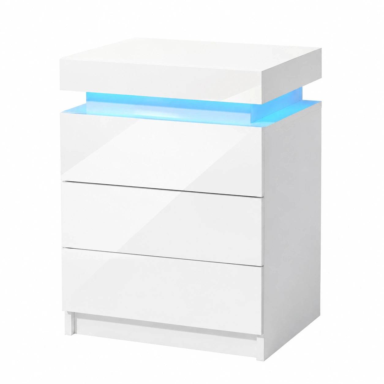 Nachttisch – 2er-Set, moderner Stil, mit LED-Beleuchtung, mit Schubladen, für Wohnzimmer und Schlafzimmer