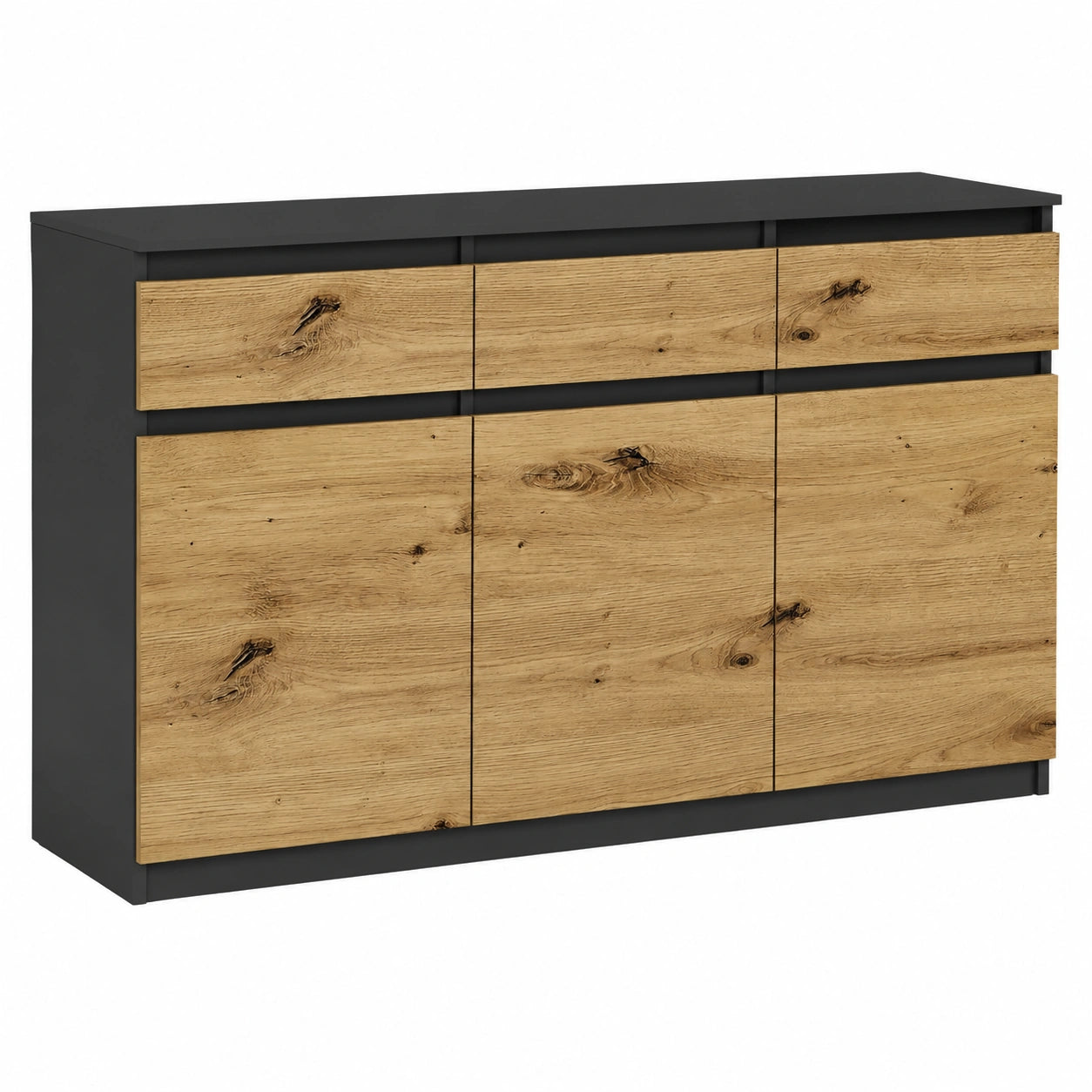 Highboard – 120 × 40 × 98 cm, moderner Stil, mit Schubladen, aus Eichenholz, Artisan-Eiche und Anthrazit, für Esszimmer, Wohnzimmer und Schlafzimmer