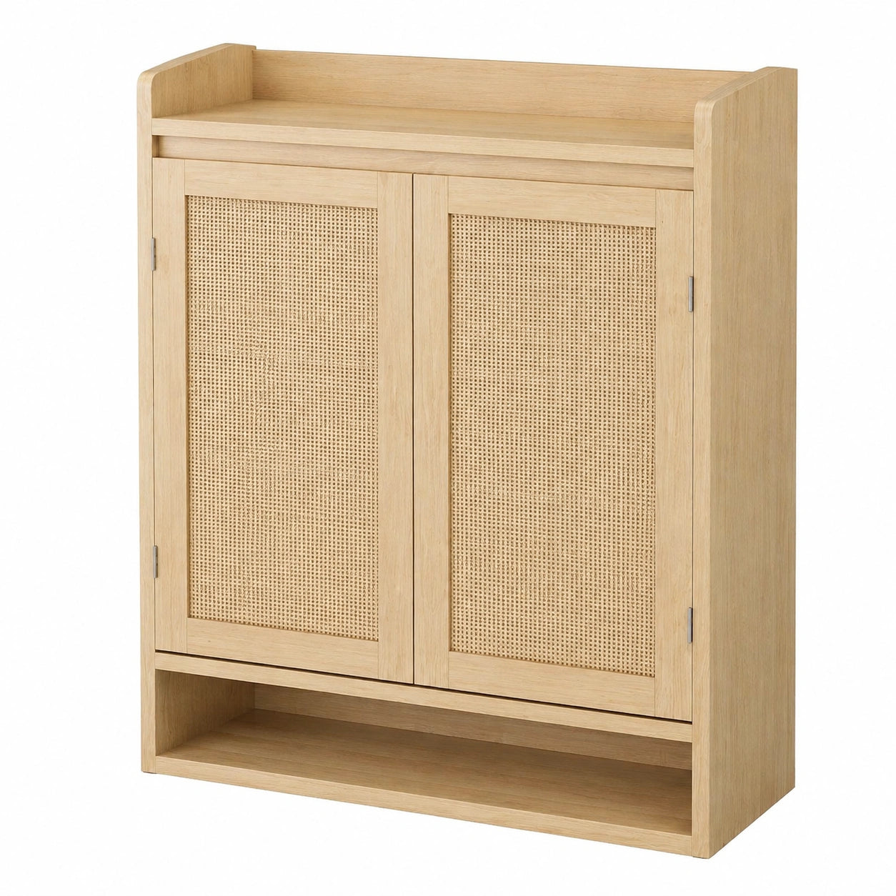 Schuhschrank – 83 × 38 × 105 cm, moderner Stil, mit mehreren Türen, freistehend, aus Rattan und Holz, für Schlafzimmer und Flur