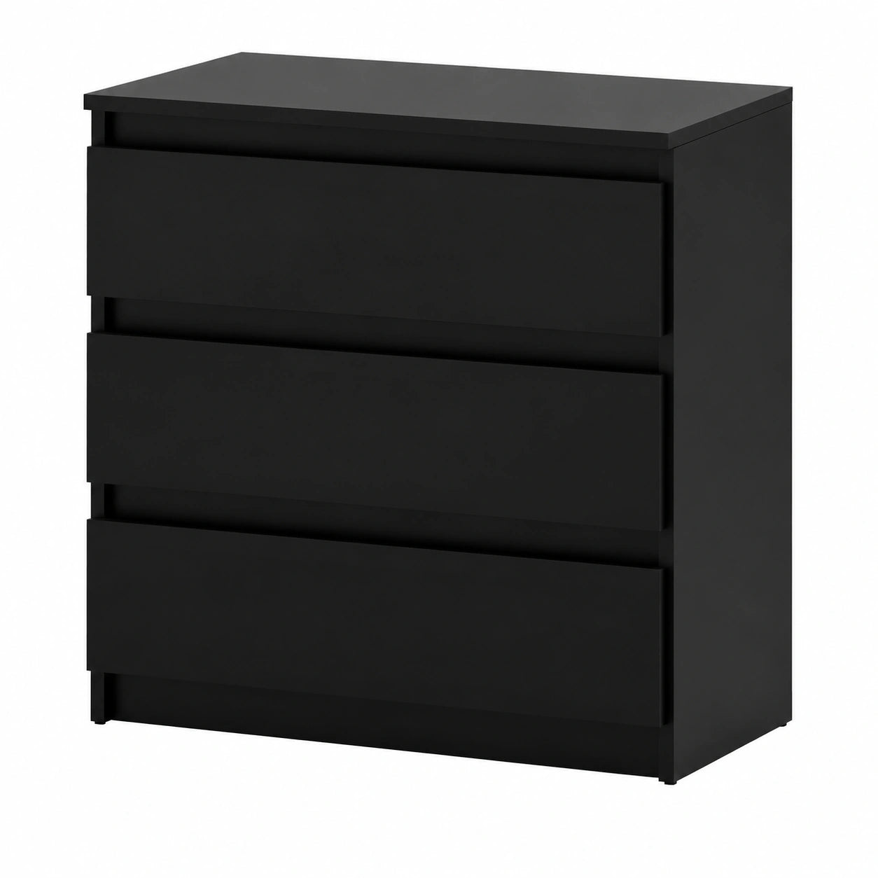Kommode – 80 × 71,5 × 33,5 cm, moderner Stil, mit Schubladen, aus Holz, Schwarz, für Schlafzimmer