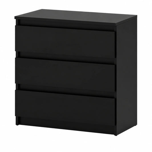 Kommode – 80 × 71,5 × 33,5 cm, moderner Stil, mit Schubladen, aus Holz, Schwarz, für Schlafzimmer