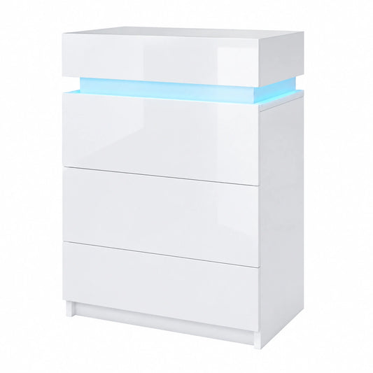 Nachttisch – 2er-Set, 45 × 35 × 67 cm, moderner Stil, mit LED-Beleuchtung, mit Schubladen, für Schlafzimmer