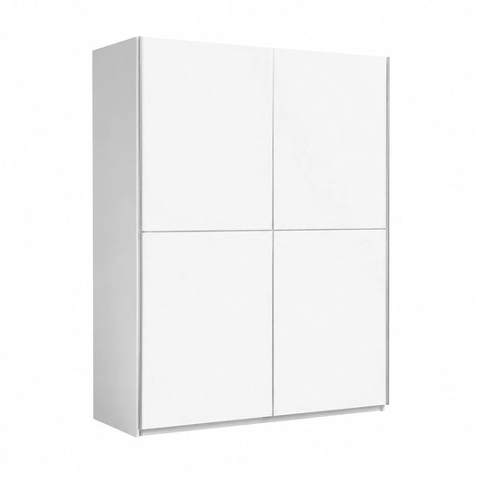 Schrank – 170 cm, moderner Stil, mit mehreren Türen, mit Ablagen, aus Holzwerkstoff, Weiß, für Schlafzimmer