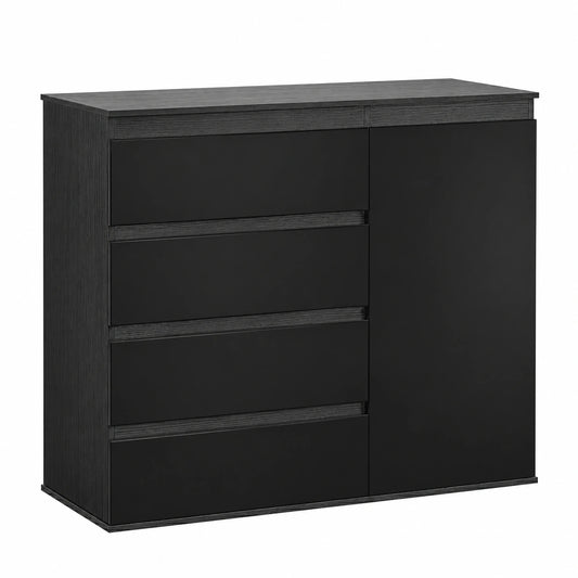 Kommode – 100 × 40 × 80 cm, mit Schubladen, Schwarz, für Wohnzimmer und Schlafzimmer