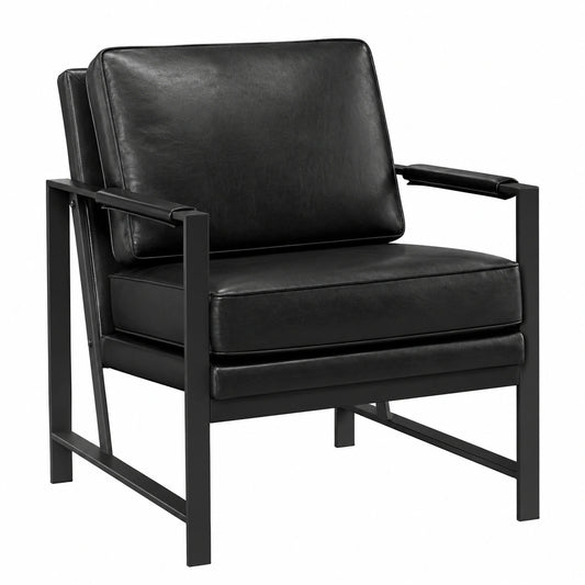 Sessel – mit Rückenlehne, aus Kunstleder, Schwarz
