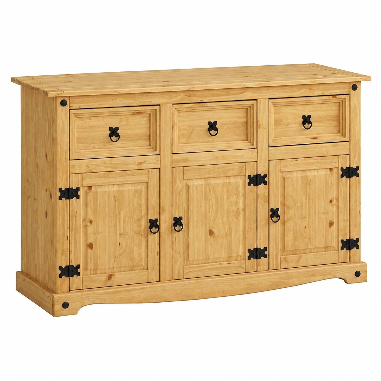 Sideboard – mit Schubladen, mit mehreren Türen, aus Kiefernholz, für Esszimmer, Wohnzimmer und Schlafzimmer