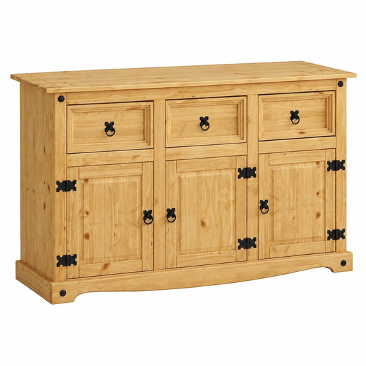 Sideboard – mit Schubladen, mit mehreren Türen, aus Kiefernholz, für Esszimmer, Wohnzimmer und Schlafzimmer