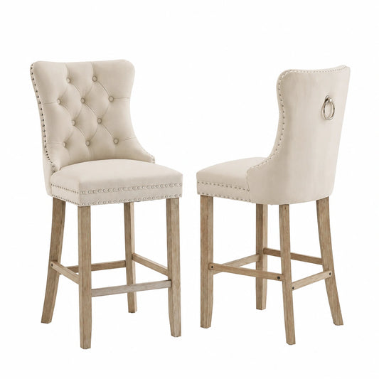 Wohnmöbel – 2er-Set, moderner Stil, aus Samt, Beige