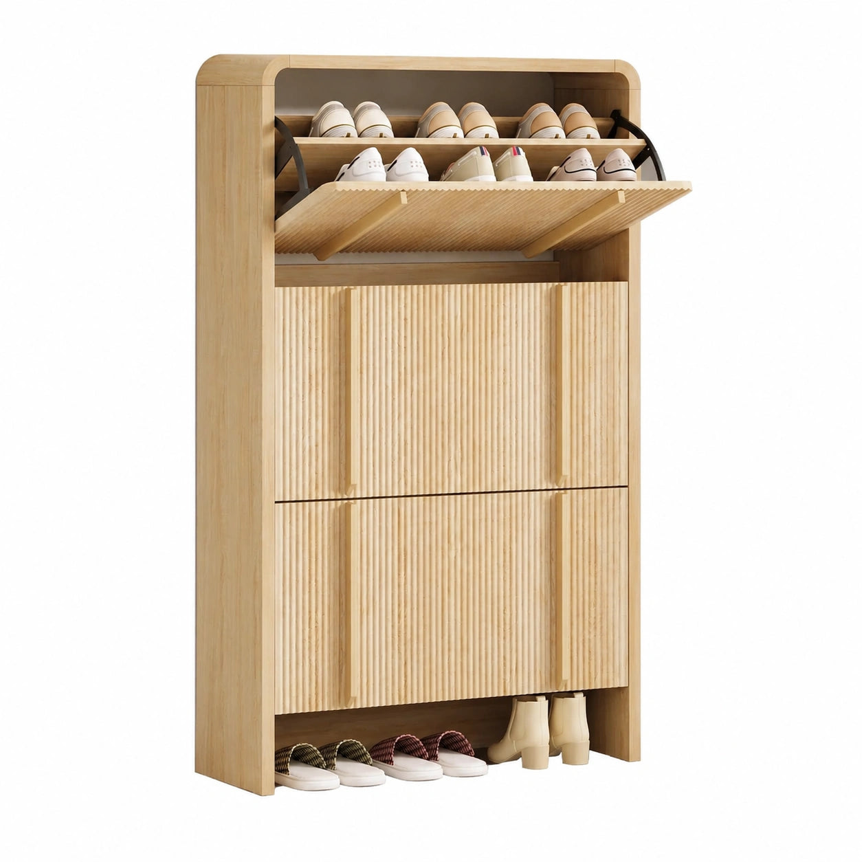 Schuhschrank – 120 cm, aus Eichenholz, Sonoma-Eiche