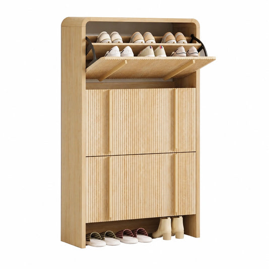 Schuhschrank – 120 cm, aus Eichenholz, Sonoma-Eiche