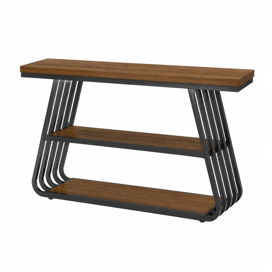 Konsolentisch – 140 cm, Industriestil, mit Ablagen, aus Holz, für Wohnzimmer und Flur